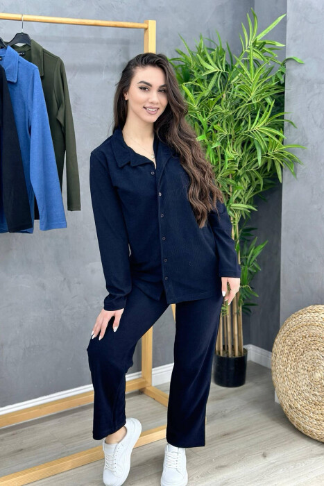 SHIRT+TROUSERS WOMAN SET DARK BLUE/BEE 