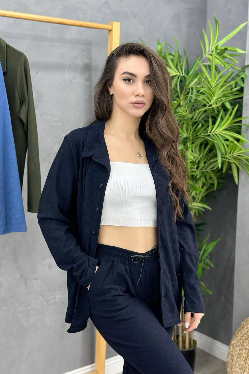 SHIRT+TROUSERS WOMAN SET DARK BLUE/BEE - 2