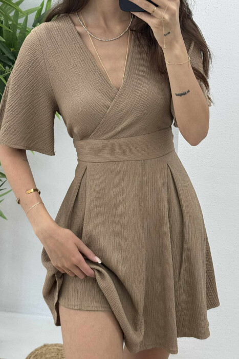 SHORT BELT DRESS BROWN/KAFE - 2