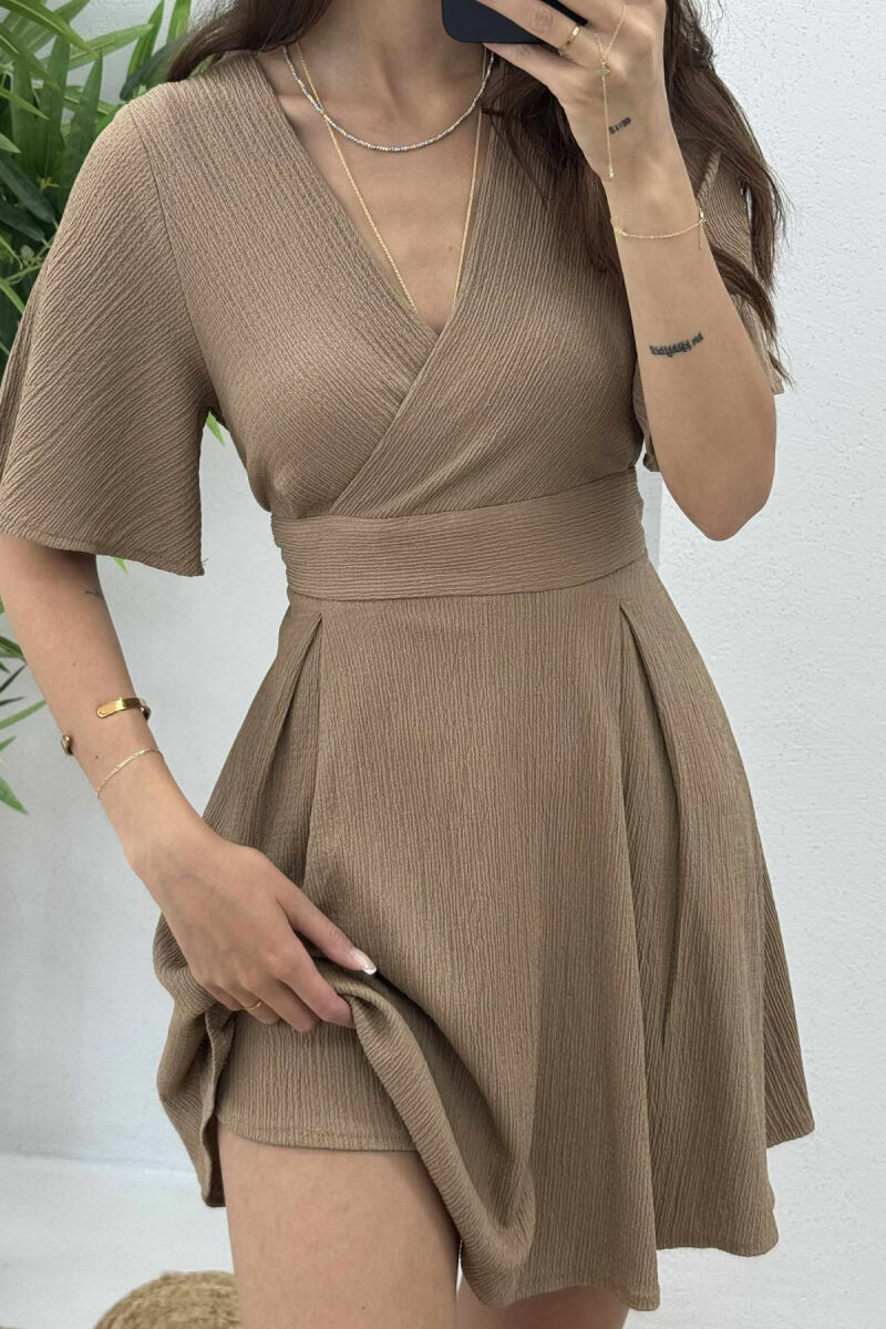 SHORT BELT DRESS BROWN/KAFE - 2