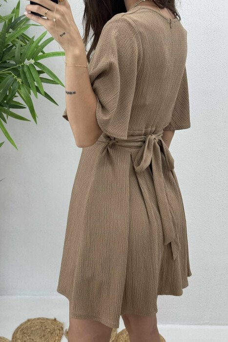 SHORT BELT DRESS BROWN/KAFE - 4