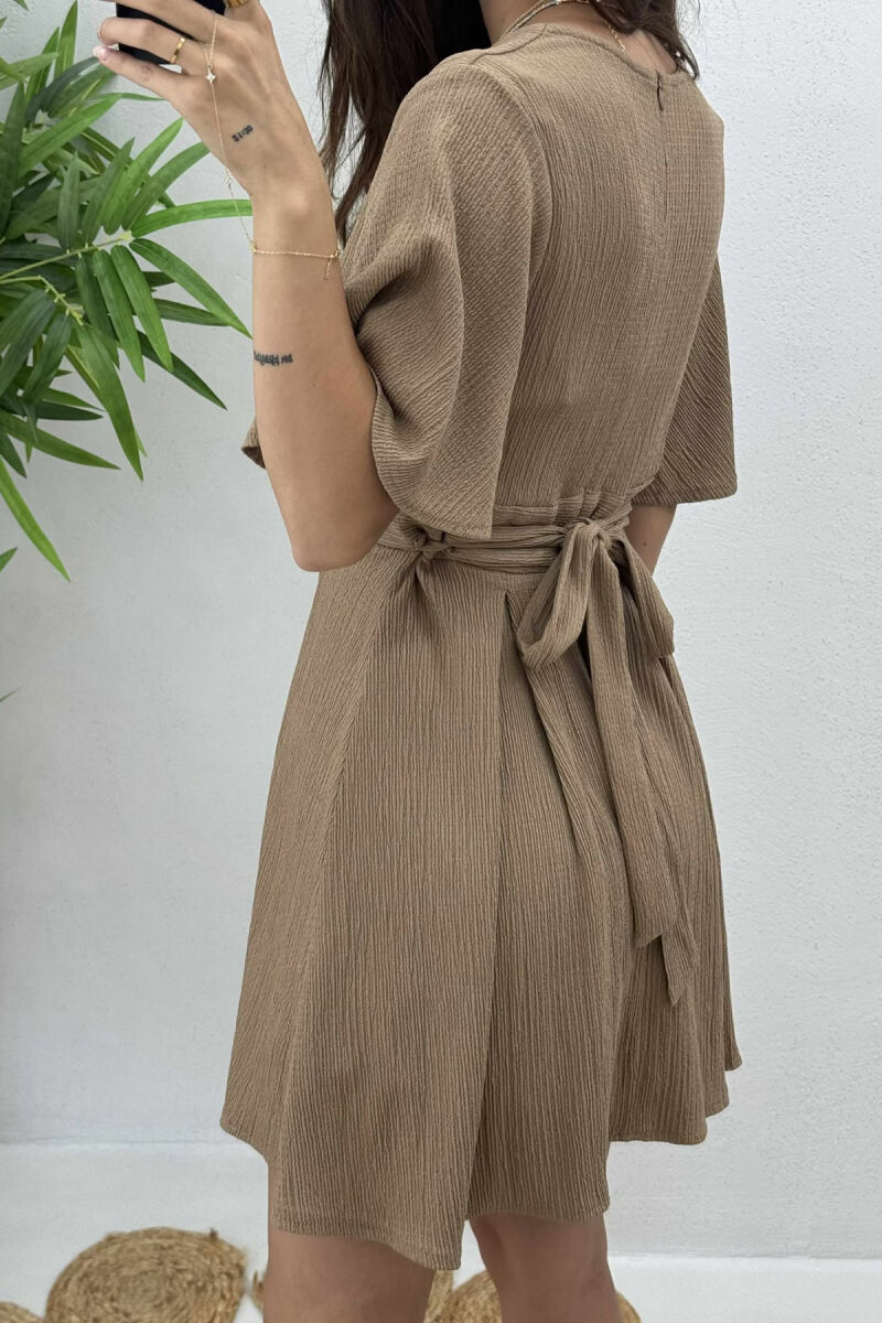 SHORT BELT DRESS BROWN/KAFE - 4