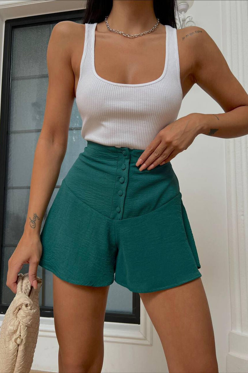 SHORT BUTTONS ONE COLOR WOMAN SKIRT GREEN/JESHILE - 1