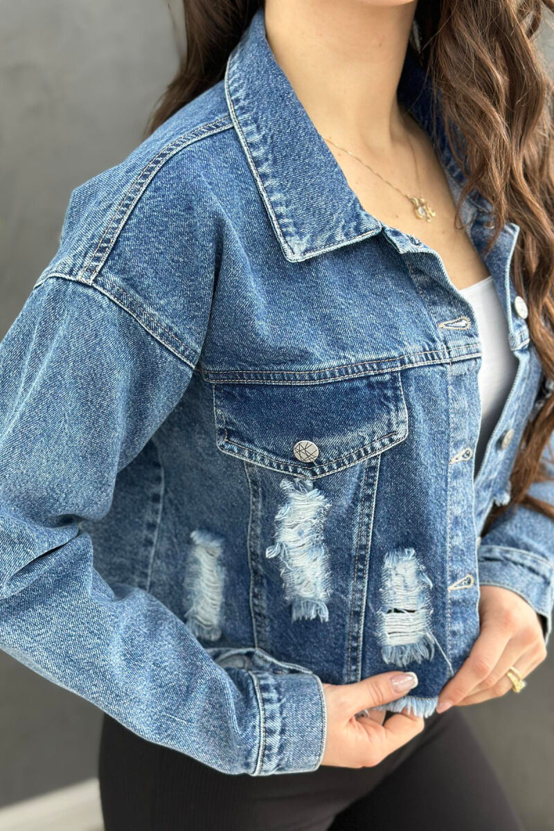 SHORT DENIM WOMAN JACKET BLUE/BLU - 3