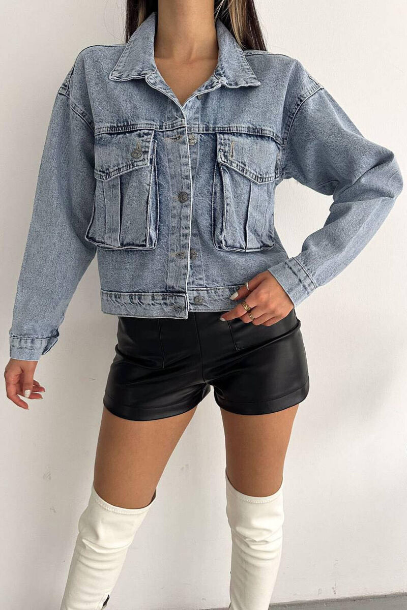 SHORT DENIM WOMAN JACKET IN LIGHTBLUE COLOR - 2