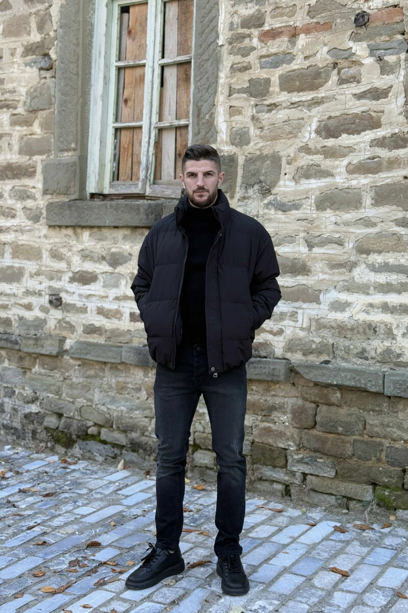 SHORT DOWN ONE COLOR MEN PUFFER JACKET BLACK/ E ZEZE - 1