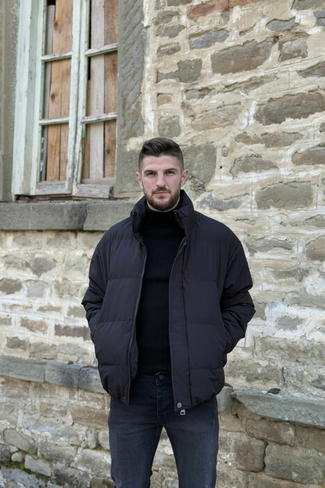 SHORT DOWN ONE COLOR MEN PUFFER JACKET BLACK/ E ZEZE - 2