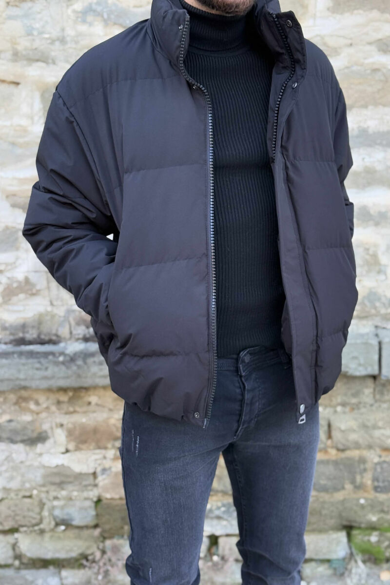 SHORT DOWN ONE COLOR MEN PUFFER JACKET BLACK/ E ZEZE - 3