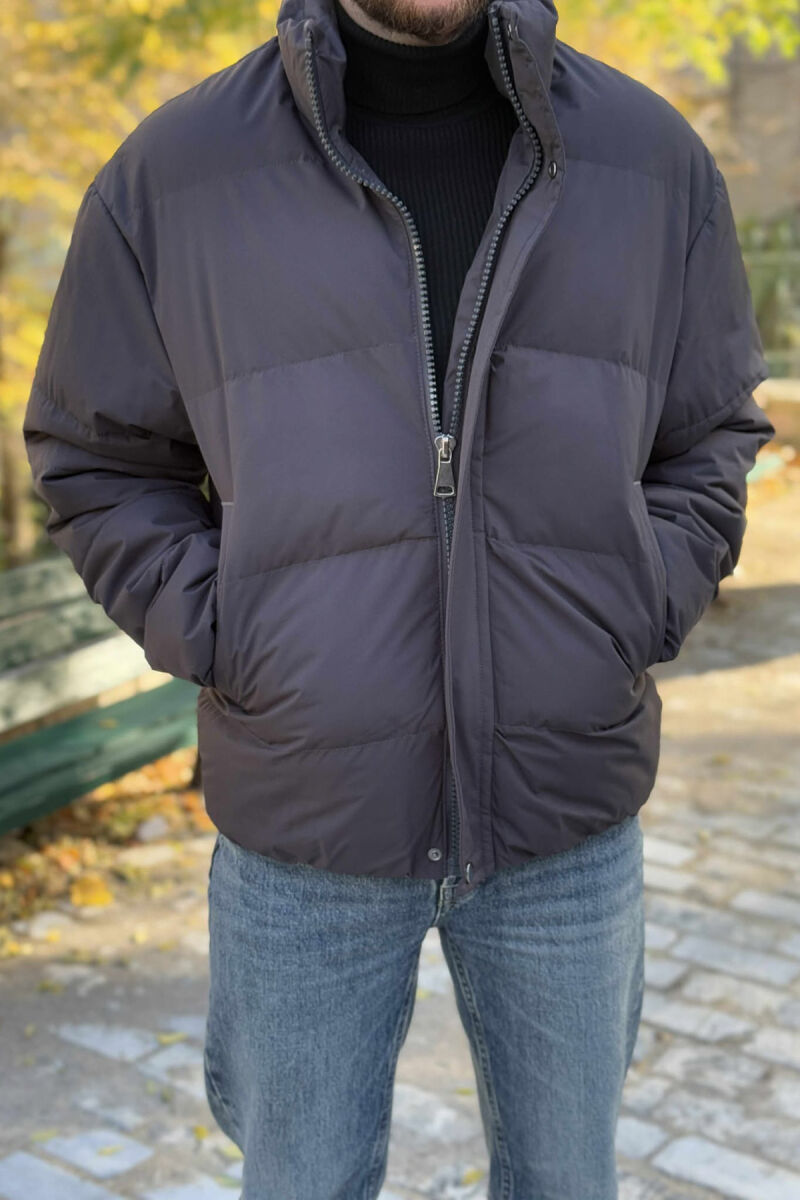 SHORT DOWN ONE COLOR MEN PUFFER JACKET DARK GREY/GEE - 3