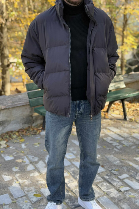 SHORT DOWN ONE COLOR MEN PUFFER JACKET DARK GREY/GEE - 5