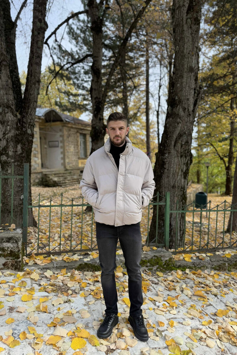 SHORT DOWN ONE COLOR MEN PUFFER JACKET LIGHT GREY/GZ - 1