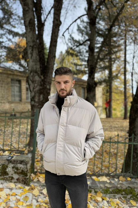 SHORT DOWN ONE COLOR MEN PUFFER JACKET LIGHT GREY/GZ - 2