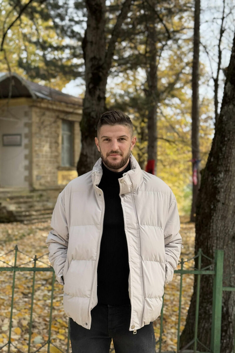 SHORT DOWN ONE COLOR MEN PUFFER JACKET LIGHT GREY/GZ - 4