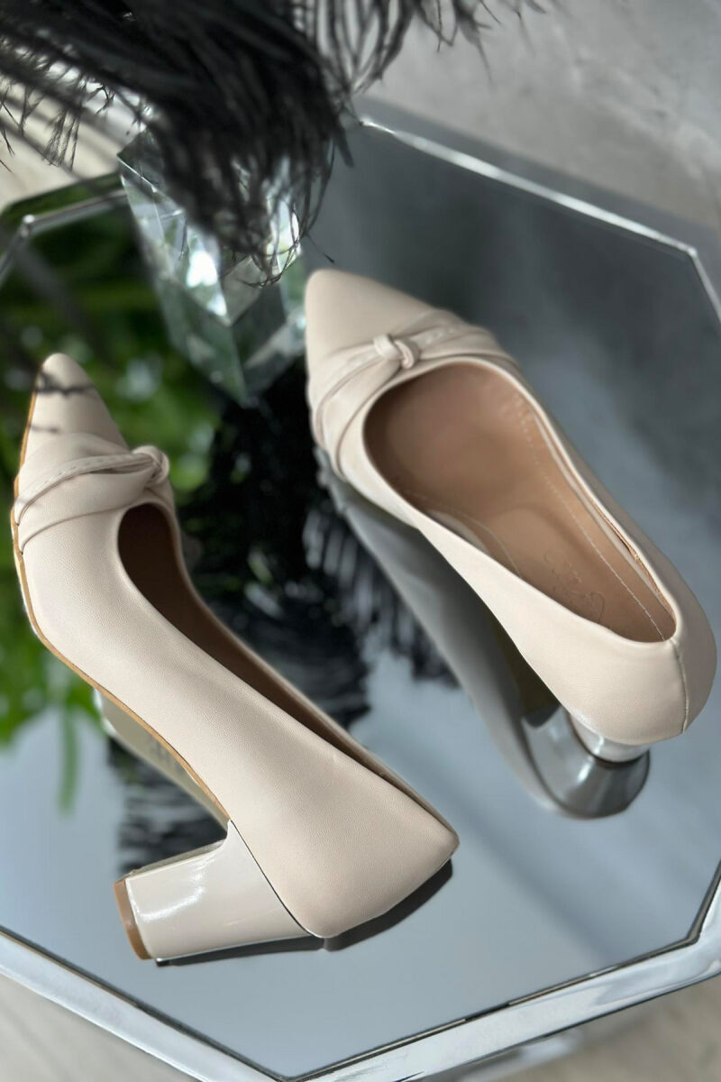 SHORT HEEL ONE COLOR WOMAN HEELS CREAM/KREM - 3