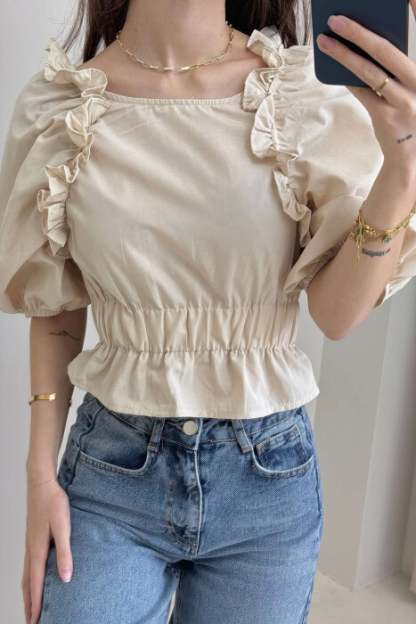 SHORT LACING WOMAN SHIRT BEIGE/BEZHE 