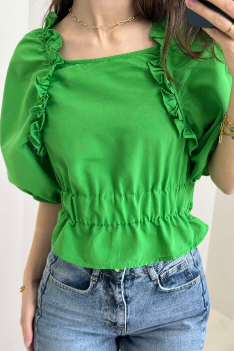 SHORT LACING WOMAN SHIRT GREEN/JESHILE 