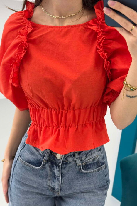 SHORT LACING WOMAN SHIRT ORANGE/PORTOKALLI - 1