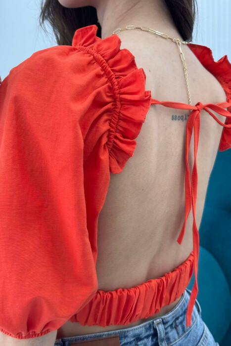 SHORT LACING WOMAN SHIRT ORANGE/PORTOKALLI - 2