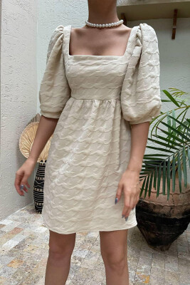 SHORT ONE COLOR DRESS CREAM/KREM 