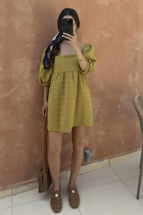 SHORT ONE COLOR DRESS OLIVE/ULLI - 1