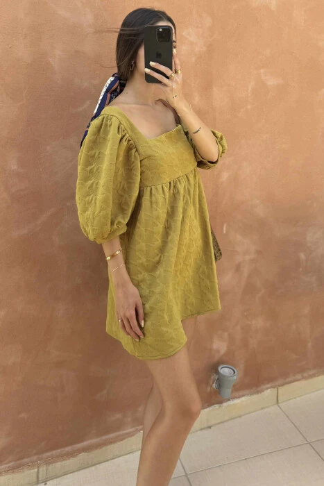 SHORT ONE COLOR DRESS OLIVE/ULLI - 3