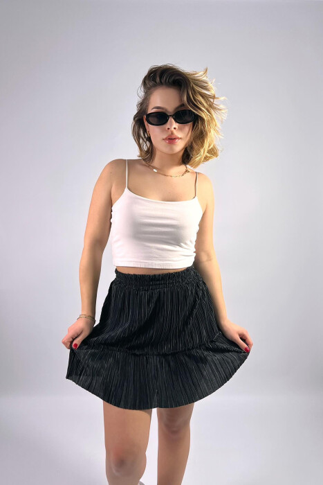 SHORT ONE COLOR WOMAN SKIRT BLACK/ E ZEZE 