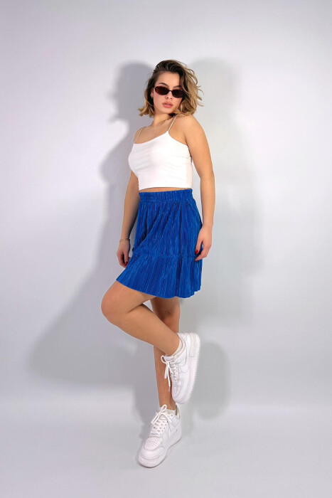 SHORT ONE COLOR WOMAN SKIRT BLUE/BLU - 4