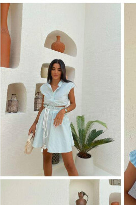 SHORT SHIRT+TROUSERS LINES WOMAN SET MINT/MENTE 
