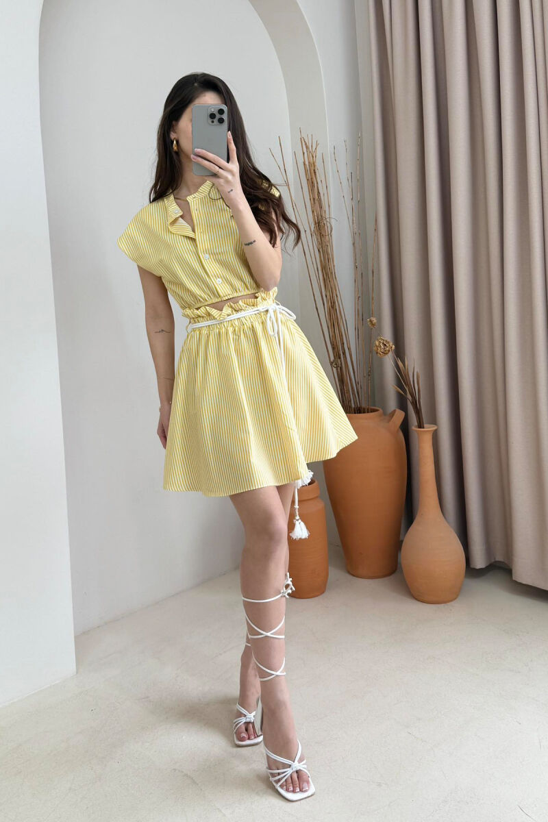 SHORT SHIRT+TROUSERS LINES WOMAN SET YELLOW/E VERDHE - 3