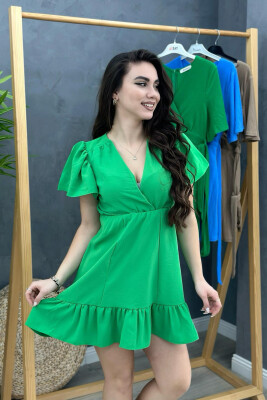 SHORT SIMPLE ONE COLOR DRESS GREEN/JESHILE 