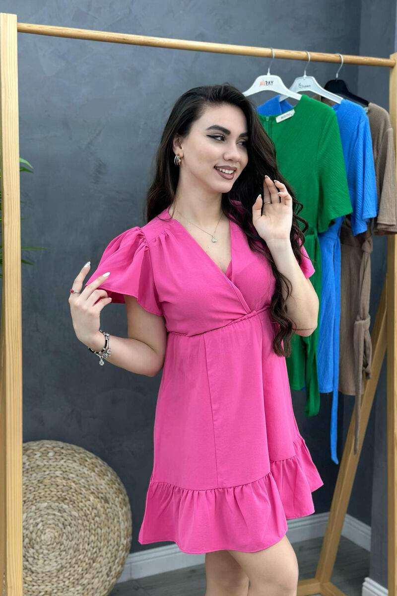 SHORT SIMPLE ONE COLOR DRESS PINK/ROZE - 1