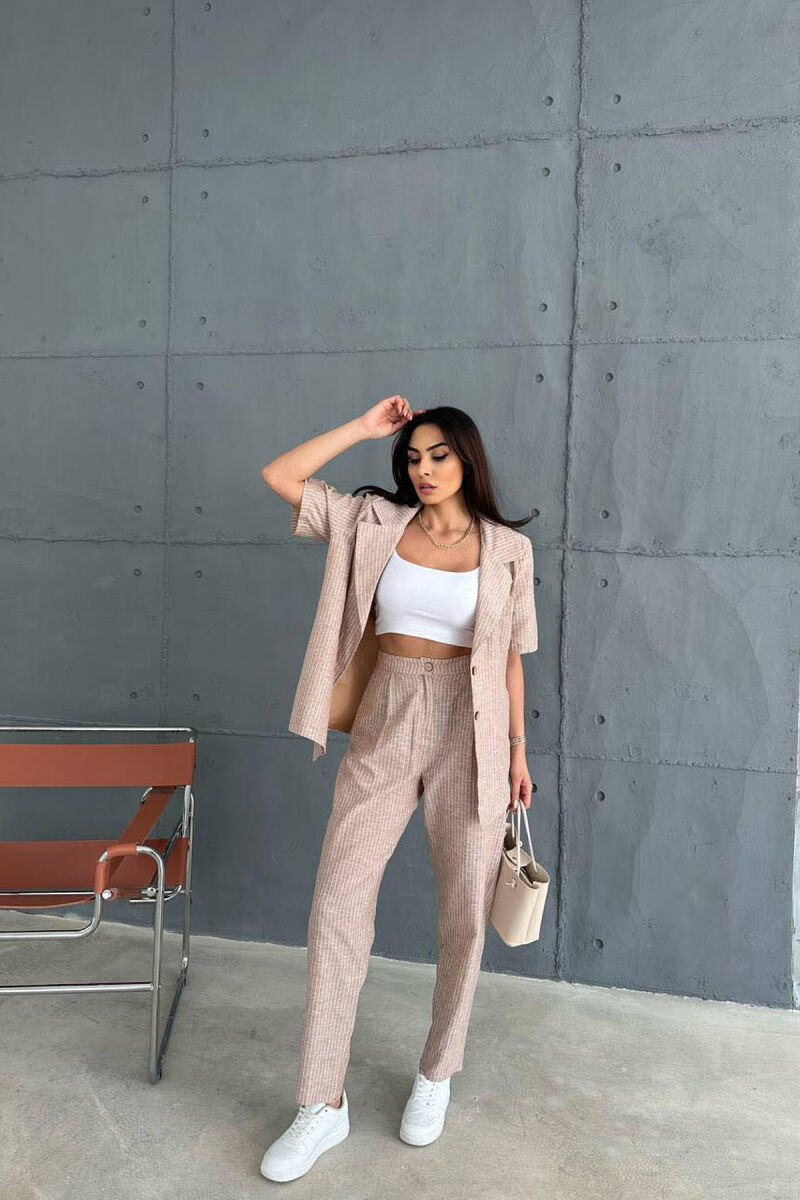 SHORT SLEEVE JACKET+TROUSERS WOMAN SET BEIGE/BEZHE - 7