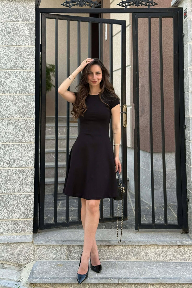 SHORT SLEEVE ONE COLOR WOMAN DRESS BLACK/ E ZEZE - 1