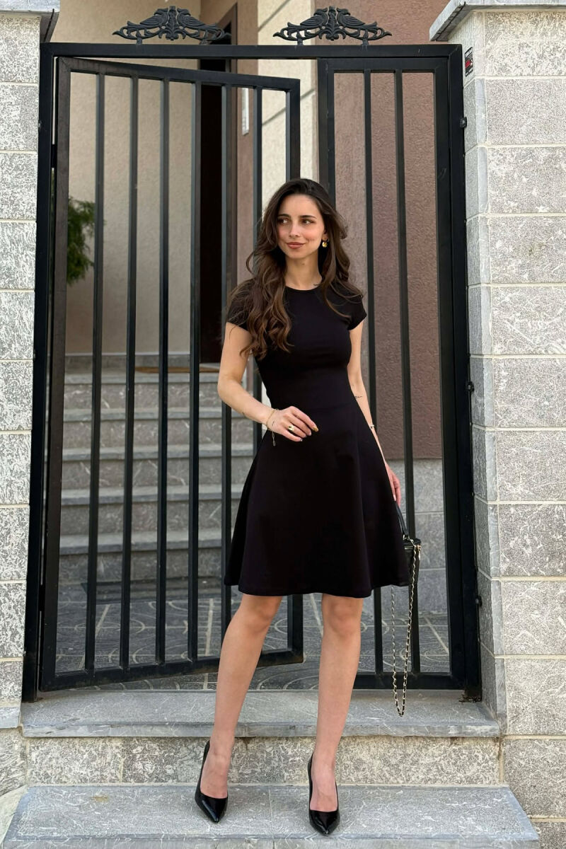 SHORT SLEEVE ONE COLOR WOMAN DRESS BLACK/ E ZEZE - 3