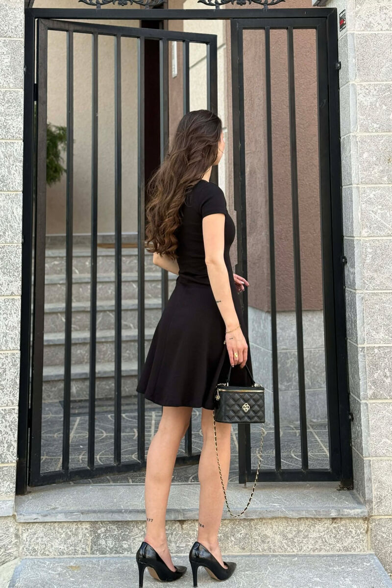 SHORT SLEEVE ONE COLOR WOMAN DRESS BLACK/ E ZEZE - 5