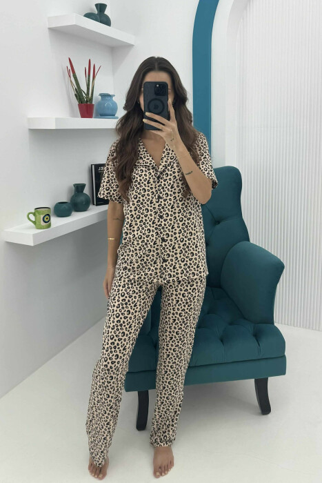 SHORT SLEEVE SHIRT+TROUSERS WOMEN PYJAMAS LEO/LEOPARD - 1