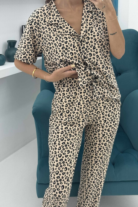 SHORT SLEEVE SHIRT+TROUSERS WOMEN PYJAMAS LEO/LEOPARD - 2