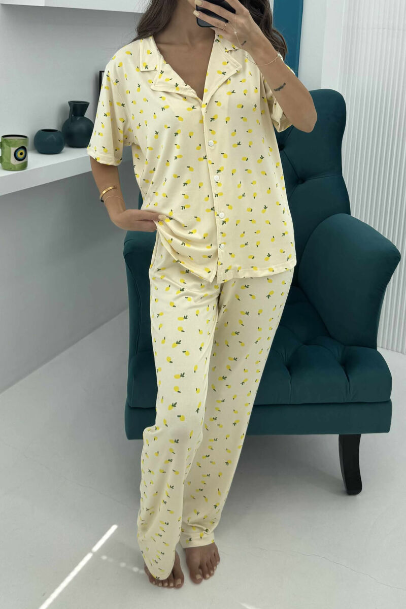 SHORT SLEEVE SHIRT+TROUSERS WOMEN PYJAMAS YELLOW/E VERDHE - 2