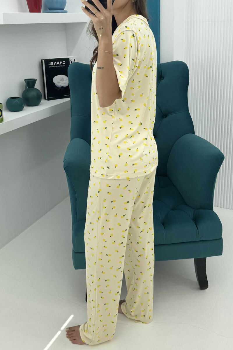 SHORT SLEEVE SHIRT+TROUSERS WOMEN PYJAMAS YELLOW/E VERDHE - 3