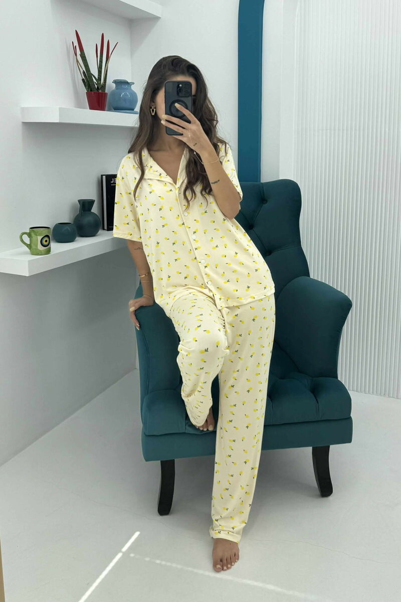 SHORT SLEEVE SHIRT+TROUSERS WOMEN PYJAMAS YELLOW/E VERDHE - 4