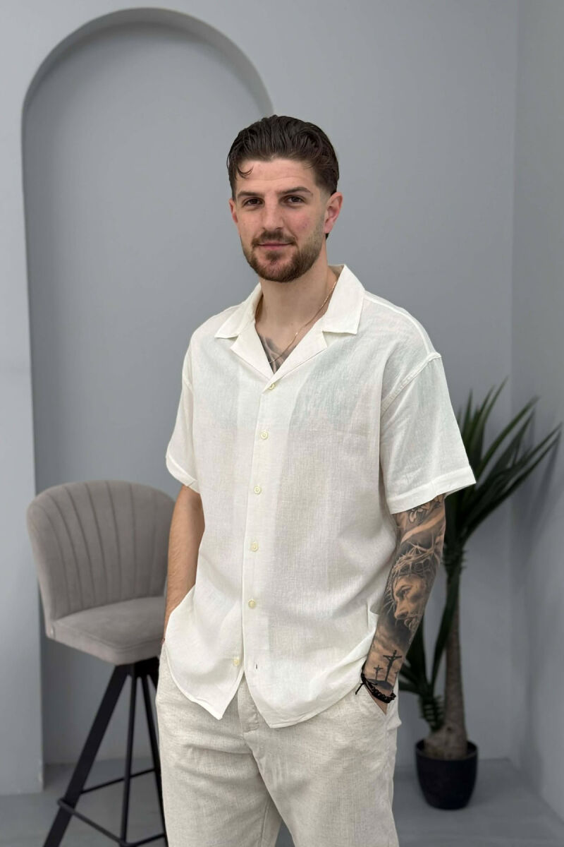 SHORT SLEEVE SIMPLE MEN SHIRT CREAM/KREM - 1