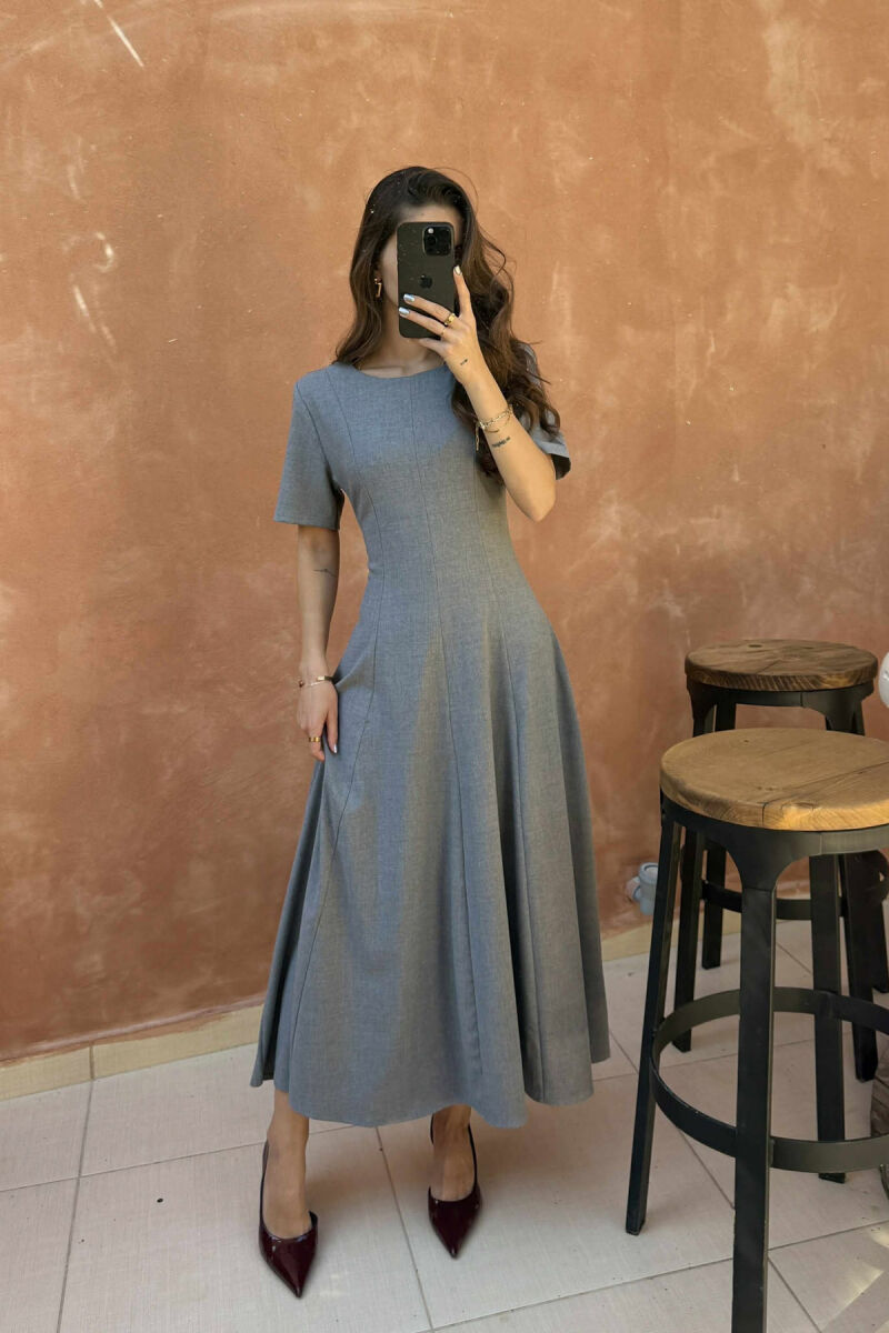 SHORT SLEEVE SIMPLE WOMEN DRESS GREY/GRI - 2