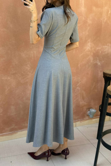 SHORT SLEEVE SIMPLE WOMEN DRESS GREY/GRI - 3
