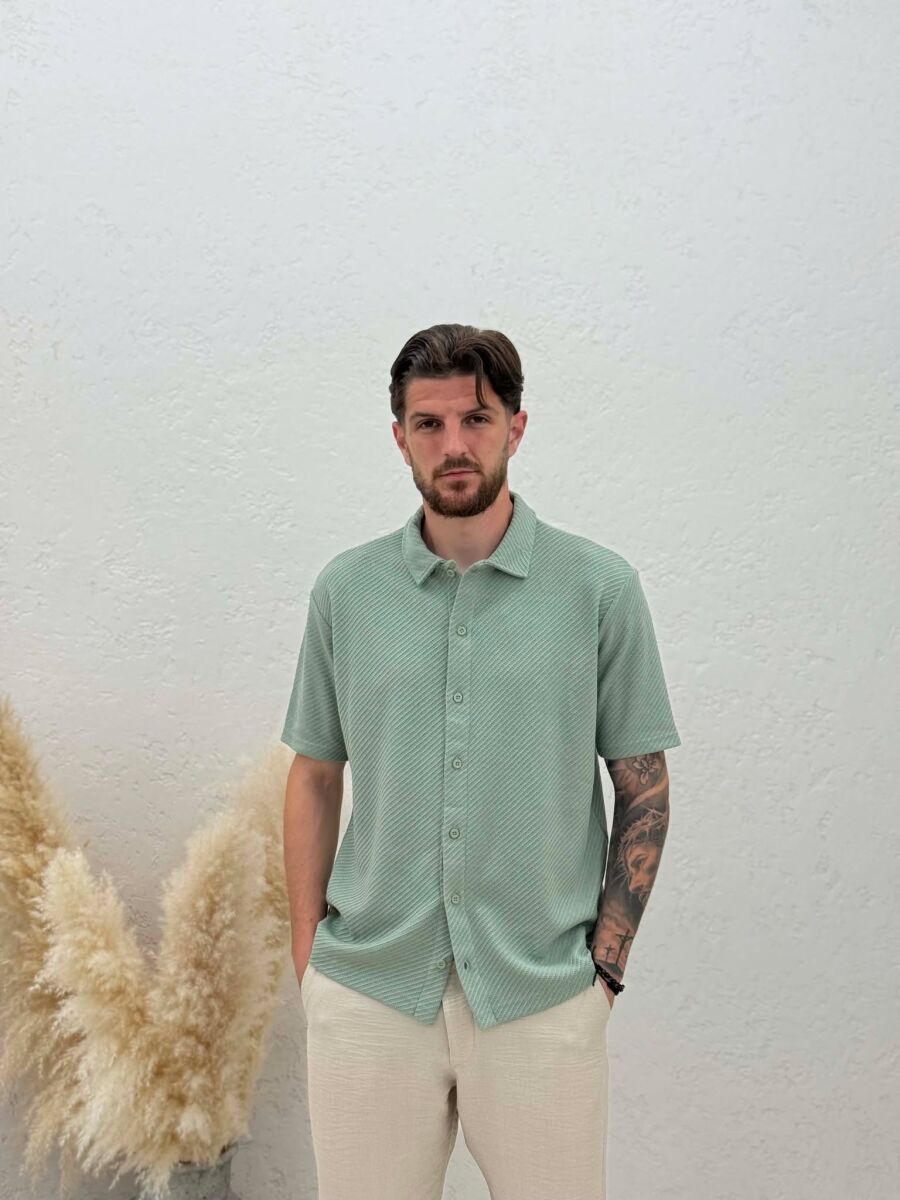 SHORT SLEEVE TEXTURED MEN SHIRT MINT/MENTE - 1
