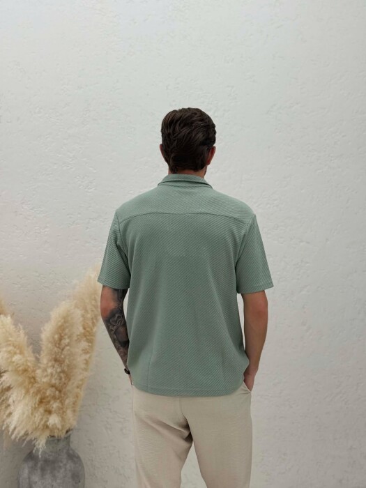 SHORT SLEEVE TEXTURED MEN SHIRT MINT/MENTE - 2