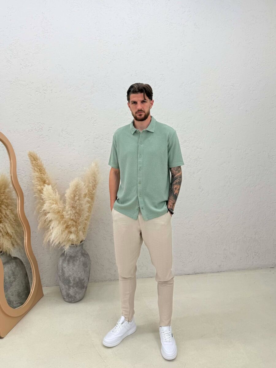 SHORT SLEEVE TEXTURED MEN SHIRT MINT/MENTE - 3