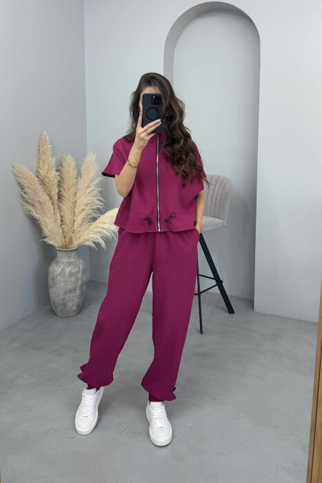 SHORT SLEEVES JACKET+TROUSERS WOMEN SET FUCHSIA/CIKLAMI - 2