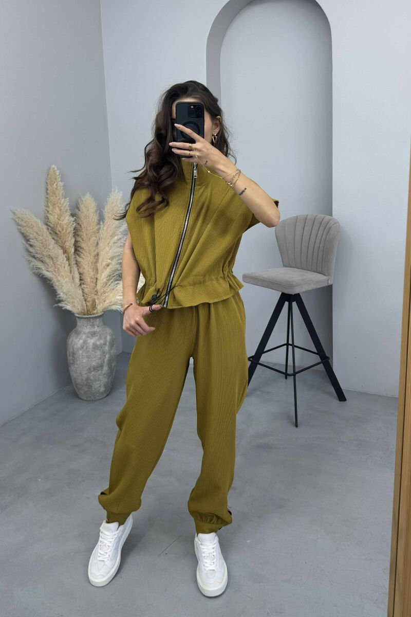 SHORT SLEEVES JACKET+TROUSERS WOMEN SET OLIVE/ULLI - 2