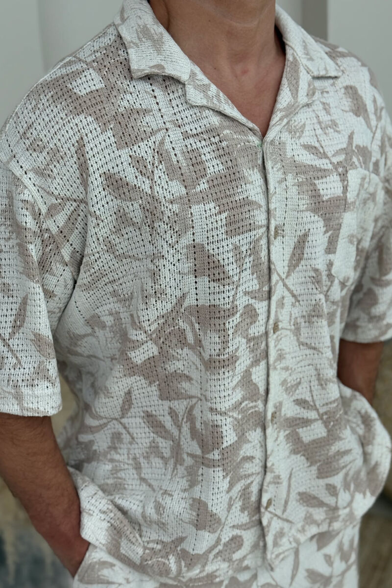 SHORT SLEEVES SHIRT+SHORTS DESIGNED MEN SET BEIGE/BEZHE - 2