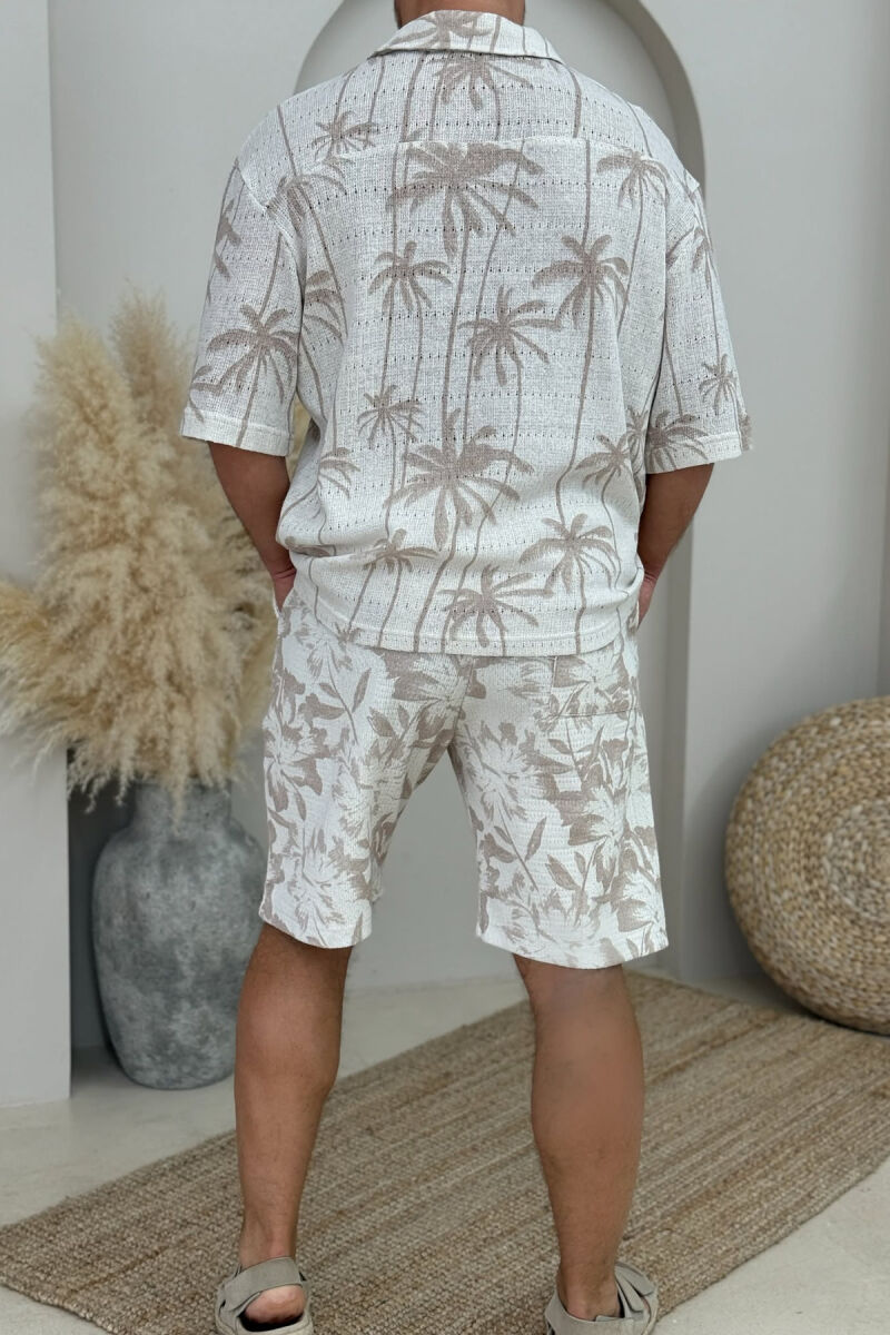 SHORT SLEEVES SHIRT+SHORTS DESIGNS MEN SET BEIGE/BEZHE - 2